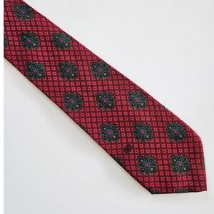 Valentino VTG 100% Silk Red Floral Geometric Maximalist Glamuratti Tie